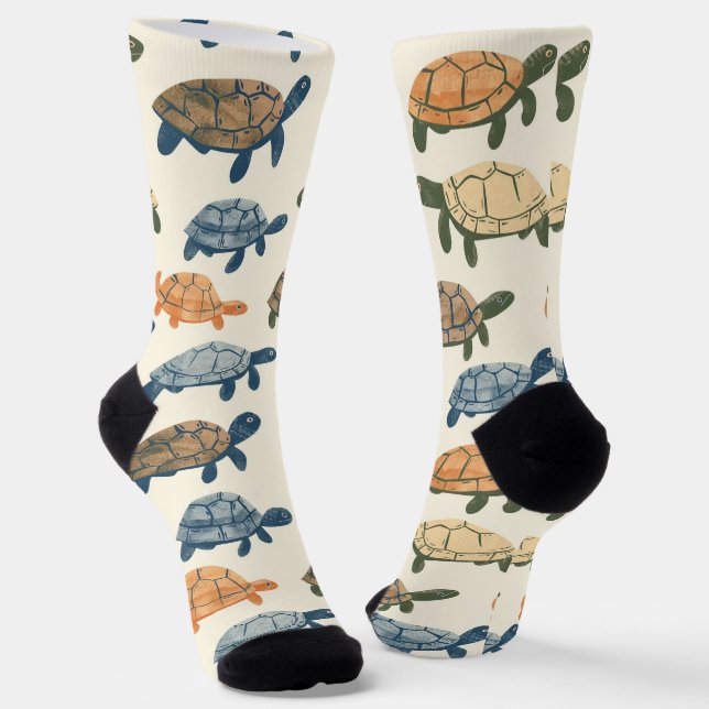 Playful Turtles Socks - Adventure Reptile Pattern Socken (Gewinkelt)
