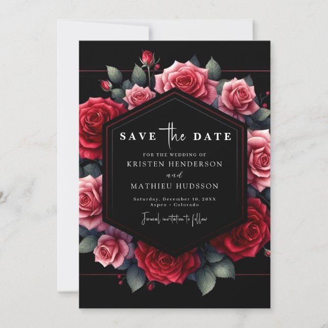 Playful Typografy Crimson Red Wedding Save The Date (Vorderseite)