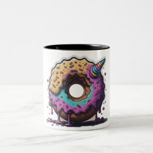Playful Unicorn Donut Fantasy Zweifarbige Tasse