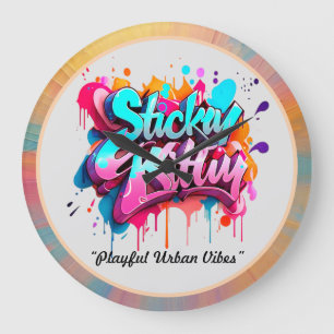 "Playful Urban Vibes" Große Wanduhr