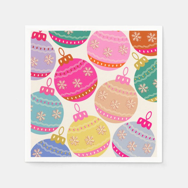 Playful Vintage Christmas Baubles Serviette (Vorderseite)