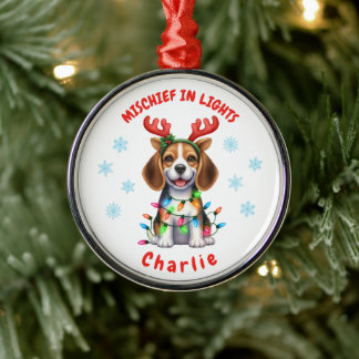 Playful Wassercolor Festivals Beagle Schneeflocken Ornament Aus Metall