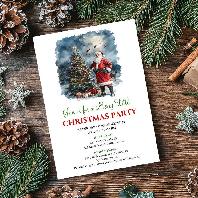Playful Watercolor Christmas Scene Holiday Invite Einladung (Playful Watercolor Christmas Scene Holiday Invite)