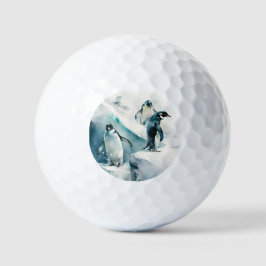 Playful Watercolor Pinguine Golfball