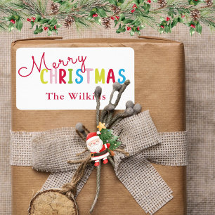 Playful White frohe Weihnachtsfamilie Design Adressaufkleber
