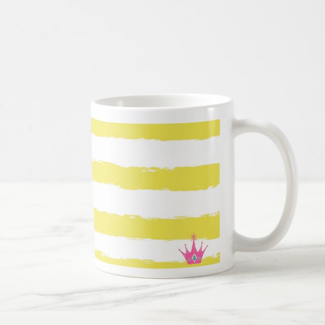 Playful yellow striped mug with a pink crown  kaffeetasse (Rechts)