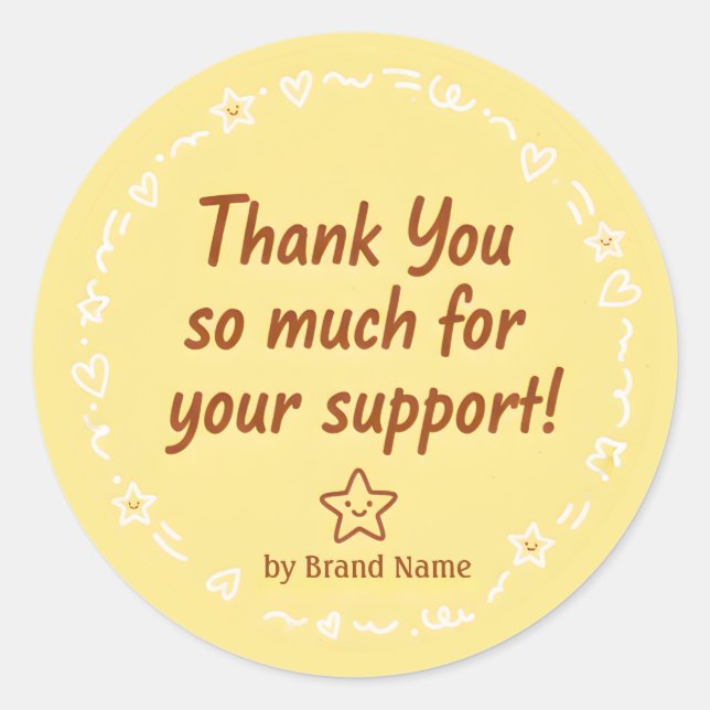 Playful Yellow Thank You Business Sticker  (Vorderseite)