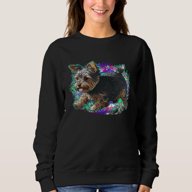 Playful Yorkshire Terrier Dog Pop Art Proud Yorkie Sweatshirt (Vorderseite)
