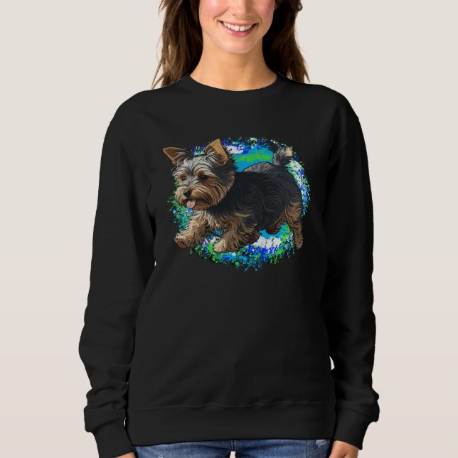Playful Yorkshire Terrier Dog Pop Proud Yorkie Own Sweatshirt (Vorderseite)