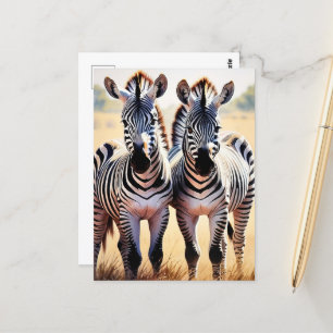 Playful Zebras Colorful Safari Inspiriert Art Postkarte