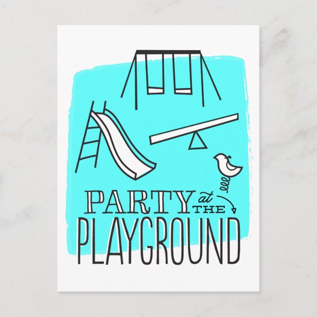 Playground Party Postcard Einladung - Aqua (Vorderseite)
