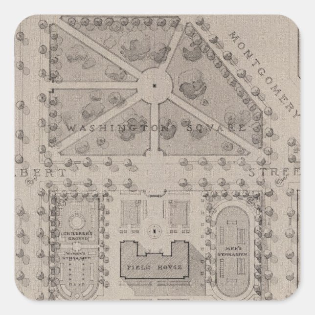 Playground, Washington Square, San Francisco Quadratischer Aufkleber (Vorderseite)