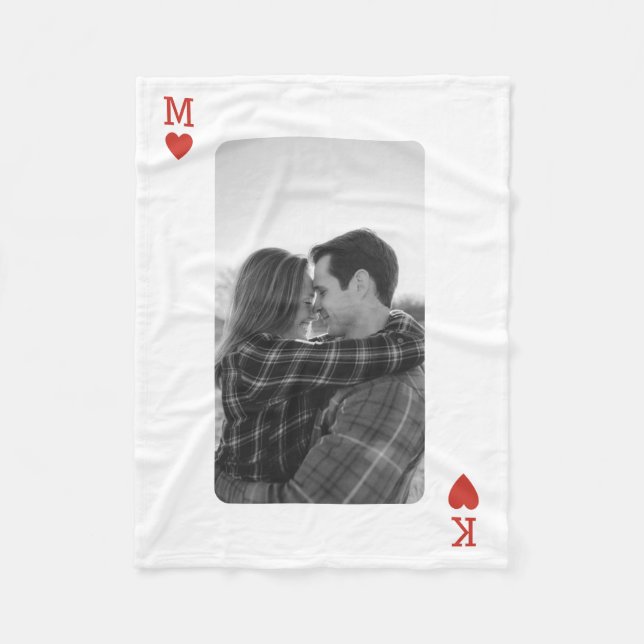 Playing Card Couple Photo Romantic Love Heart Gift Fleecedecke (Vorderseite)