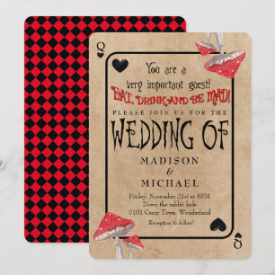 Playing Card Crazy Pilze Hochzeit Einladung