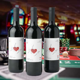 Playing Card Heart Casino Nevada Vegas Wedding Weinetikett
