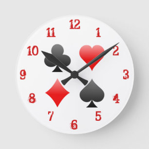 Playing Card Suits: Wall Clock Runde Wanduhr