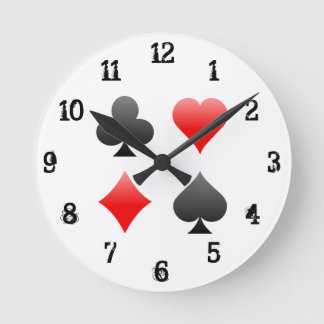 Playing Card Suits: Wall Clock Runde Wanduhr