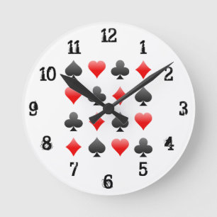 Playing Card Suits: Wall Clock Runde Wanduhr
