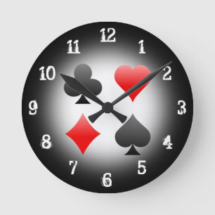 Playing Card Suits: Wall Clock Runde Wanduhr