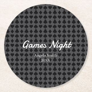 Playing Cards Pattern Coaster – Casino Night, Game Runder Pappuntersetzer