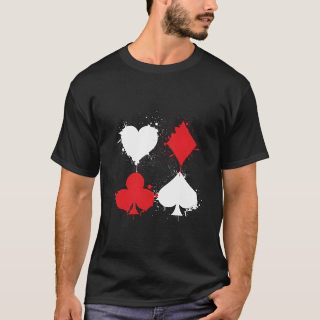 Playing Cards Poker He Spade Diamond Club Casino T-Shirt (Vorderseite)