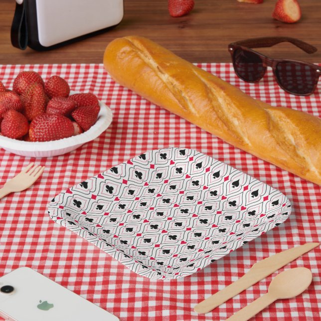 Playing Cards Symbole Papiertafel Pappteller (Picknick)