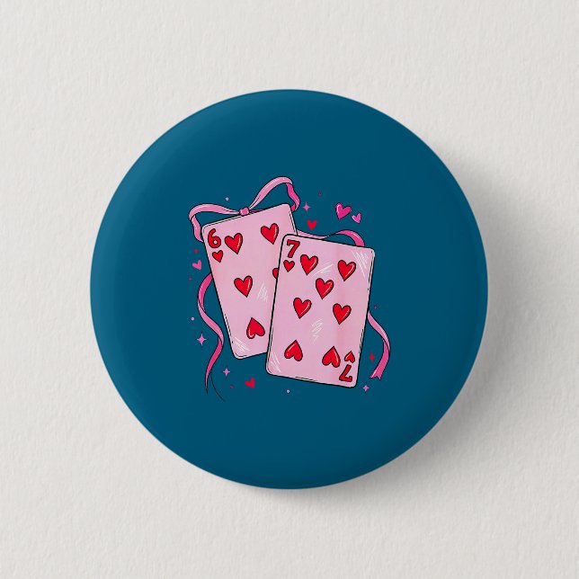 Playing Cards Valentine 6 7 Boys Girls Valentine S Button (Vorderseite)