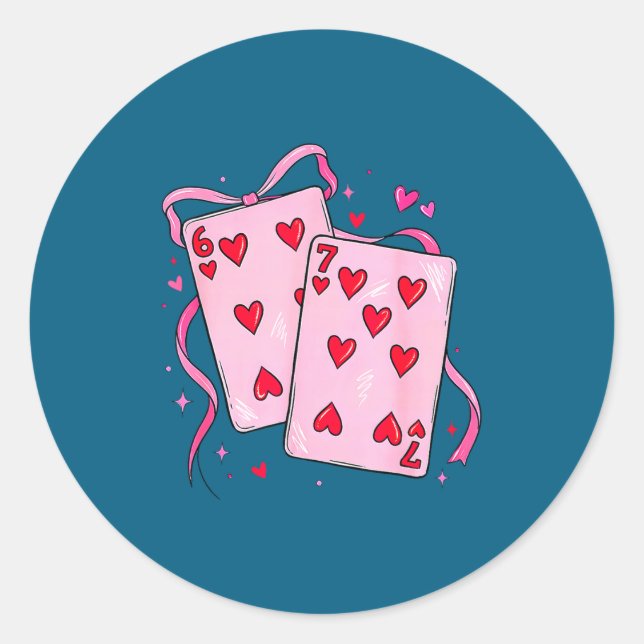 Playing Cards Valentine 6 7 Boys Girls Valentine S Runder Aufkleber (Vorderseite)