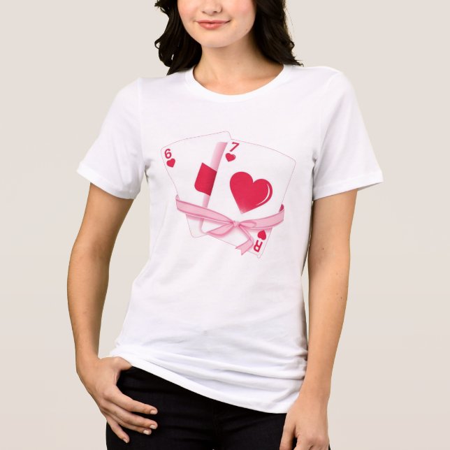 Playing Cards Valentine 6 & 7 Romantic Gift Tri-Blend Shirt (Vorderseite)