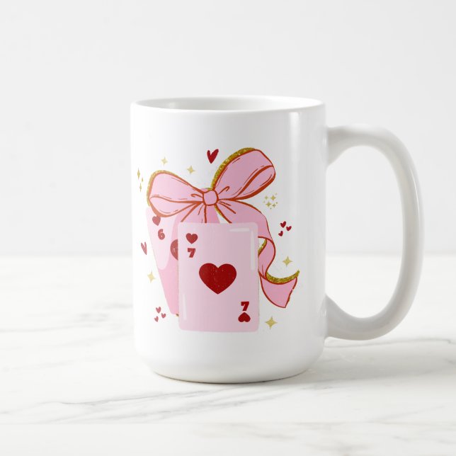 Playing Cards Valentine 6 7 shirt, valentine Kaffeetasse (Rechts)