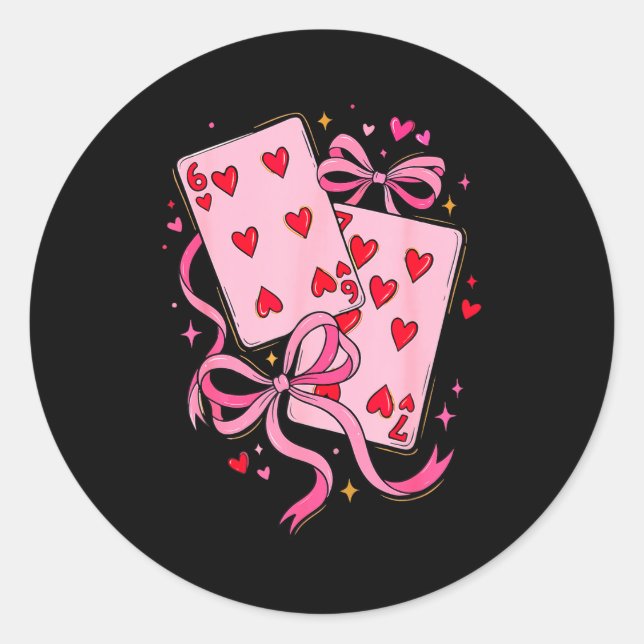 Playing Cards Valentine 6 7 Six Seven Meme Preppy  Runder Aufkleber (Vorderseite)