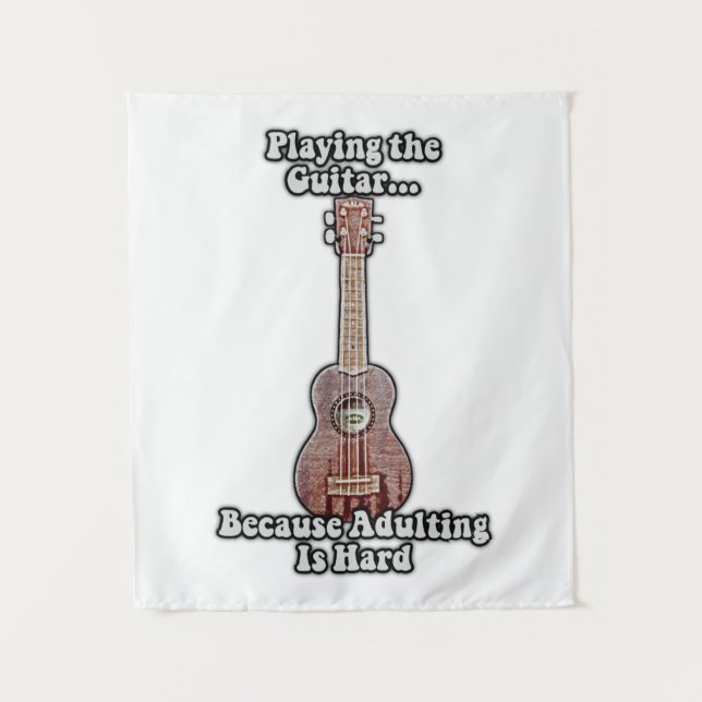 Playing guitar because adulting is hard. vintage wandteppich (Vorderseite)