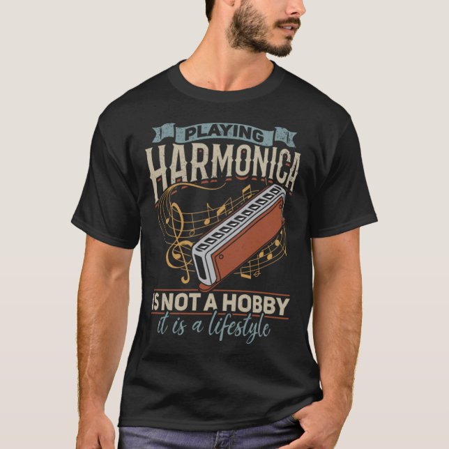 Playing Harmonica Player Harmonica T-Shirt (Vorderseite)