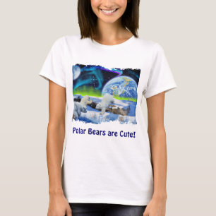 Playing Polar Bären Cubs Niedlich Wildlife Art Shi T-Shirt