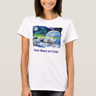 Playing Polar Bären Cubs Niedlich Wildlife Art Shi T-Shirt