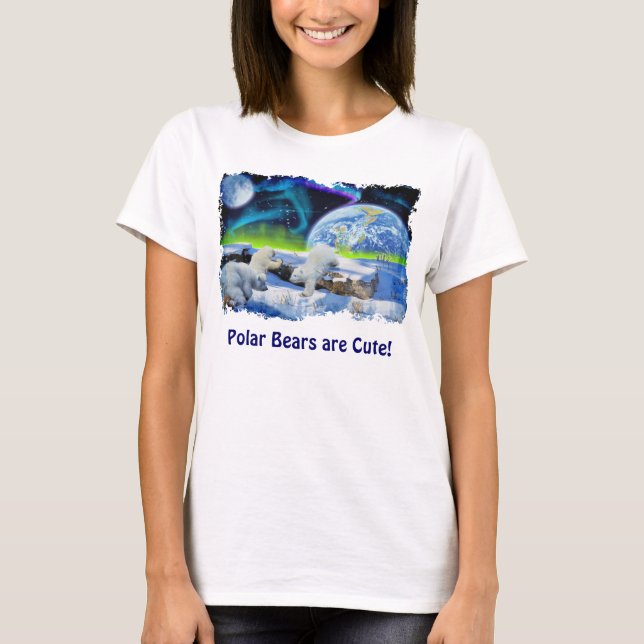 Playing Polar Bären Cubs Niedlich Wildlife Art Shi T-Shirt (Vorderseite)