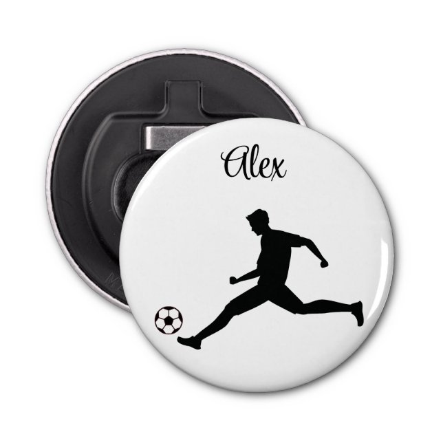 Playing soccer graphic black flaschenöffner (Vorderseite)