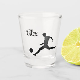 Playing soccer graphic black schnapsglas