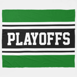 PLAYOFFS Athletic Grün Schwarz Weiß Rennstreifen Fleecedecke