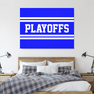 PLAYOFFS Athletic Hellblau Weiß Sportlich Streifen Leinwanddruck