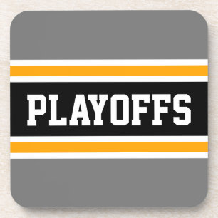 PLAYOFFS Bold Grey Yellow Black Racing Stripes Getränkeuntersetzer