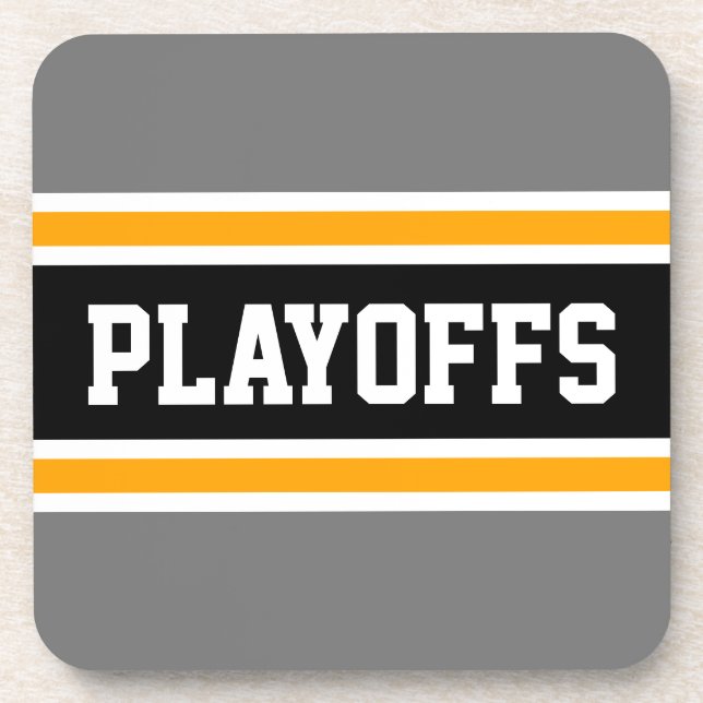 PLAYOFFS Bold Grey Yellow Black Racing Stripes Getränkeuntersetzer (Vorderseite)