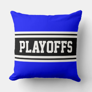 PLAYOFFS Hellblau Schwarz Weiß Racing Streifen Kissen