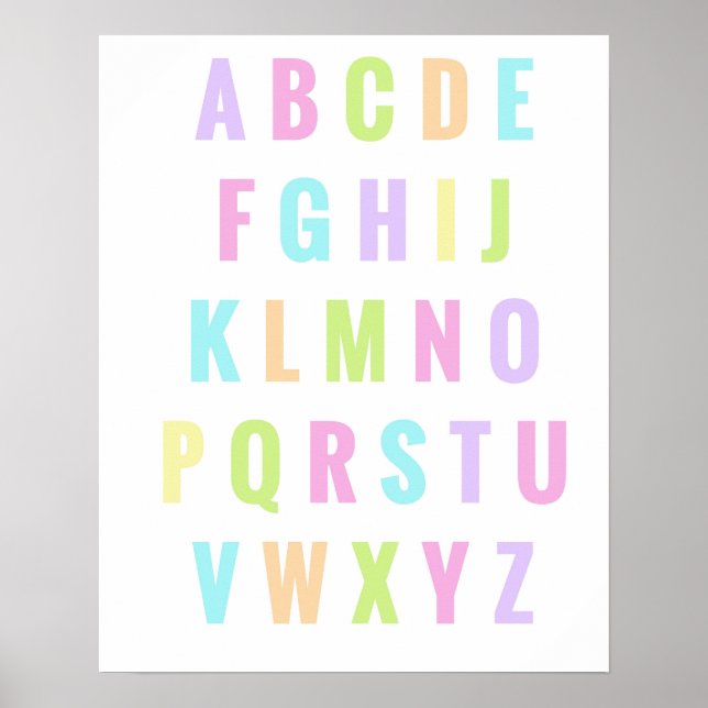 Playroom Letters Alphabet Pastel Rainbow Poster (Vorne)