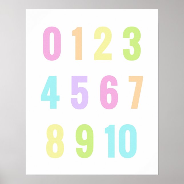 Playroom Numbers Pastel Rainbow Poster (Vorne)