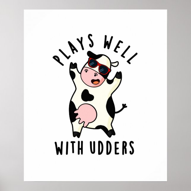 Plays gut mit Udders Funny Cow Puff Poster (Vorne)
