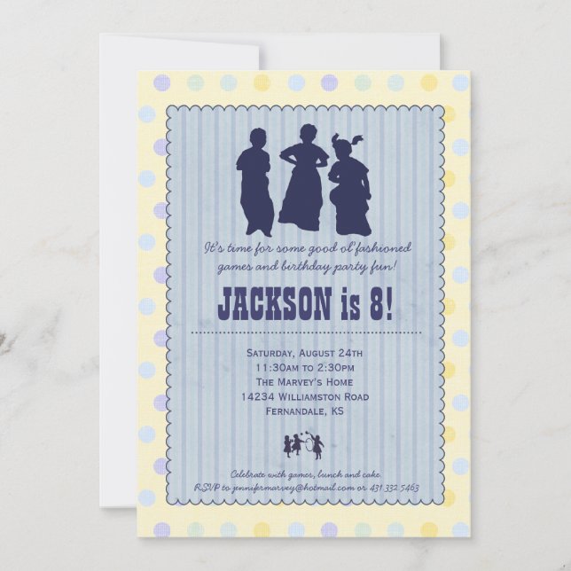 Playtime-Spaß-Vintage Party Einladung - (Vorderseite)