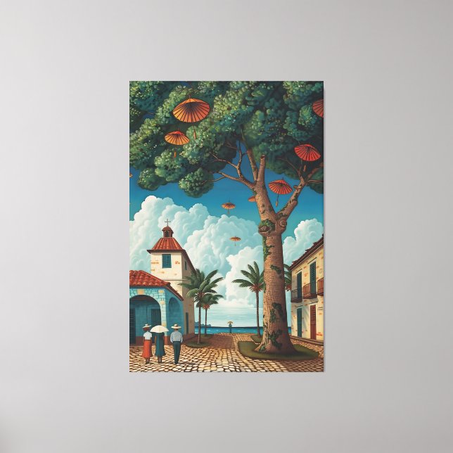 Plaza Colonial mit Meerblick Leinwanddruck (Vorderseite)