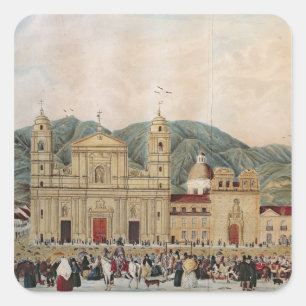 Plaza de Bolivar, Bogota, 1837 Quadratischer Aufkleber