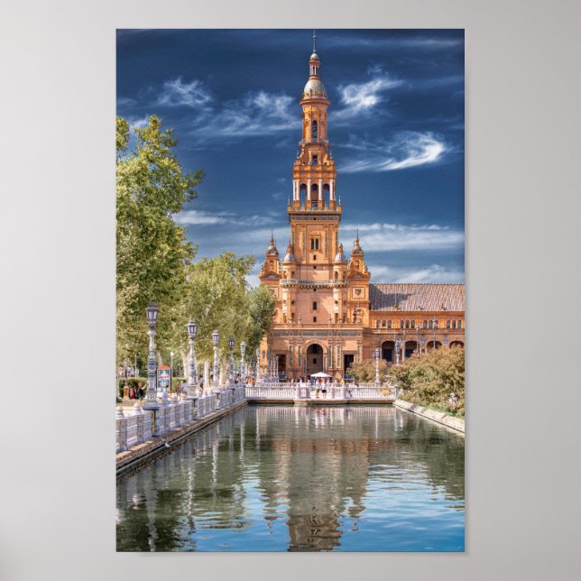 Plaza de España in Sevilla, Spanien Poster (Vorne)